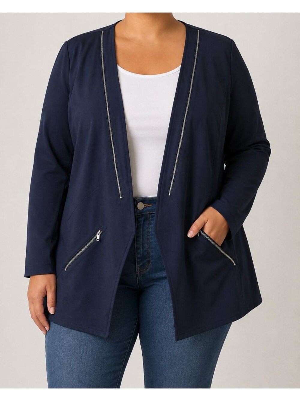 VEX Collection Navy Blue Open Front Blazer Size XL